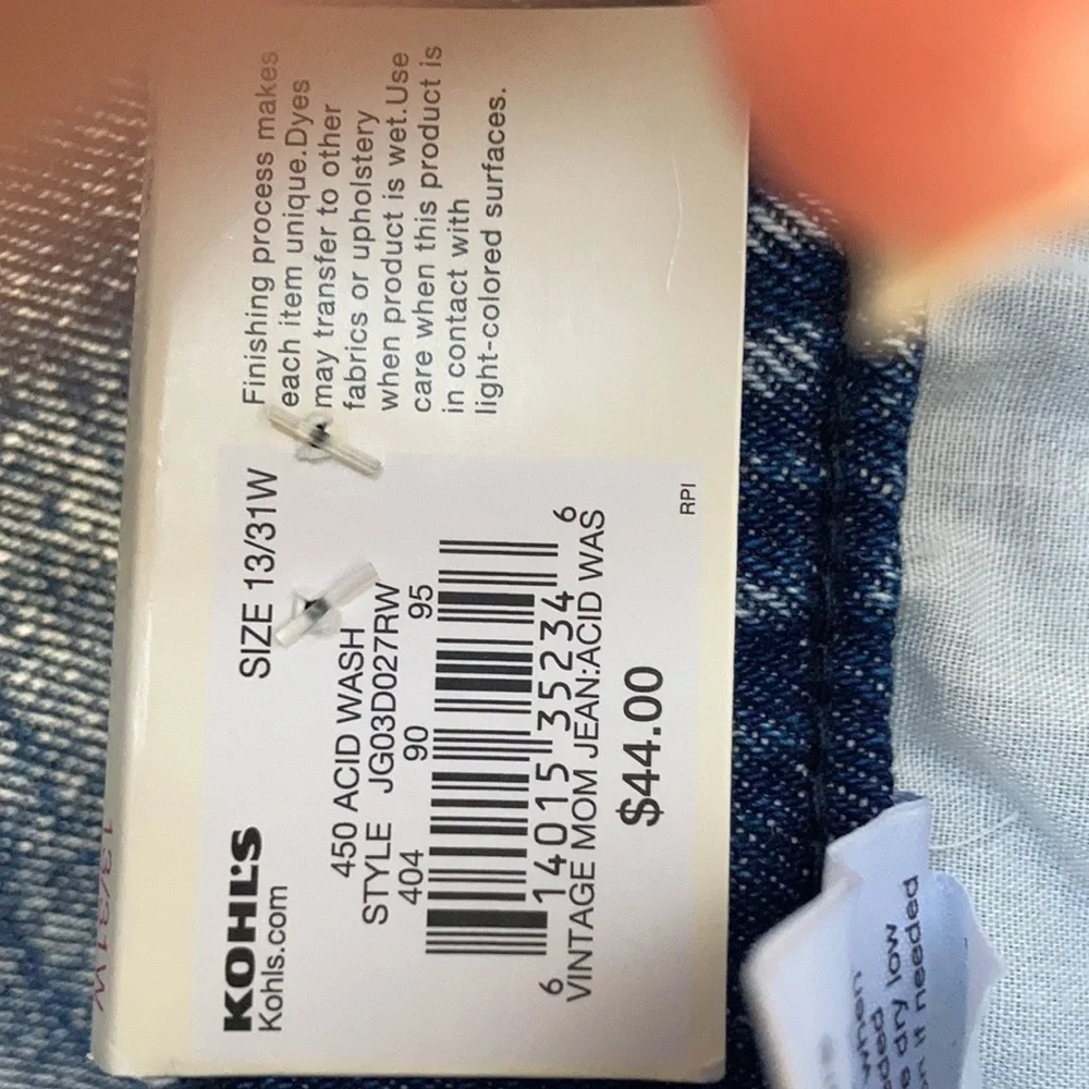 SO high rise MOM JEAN acid wash denim raw edge hem retro jean size 11 / 30 - Picture 15 of 16